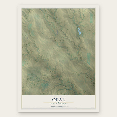 Opal, South Dakota map print, the full design