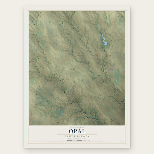 Opal, South Dakota map print, the full design