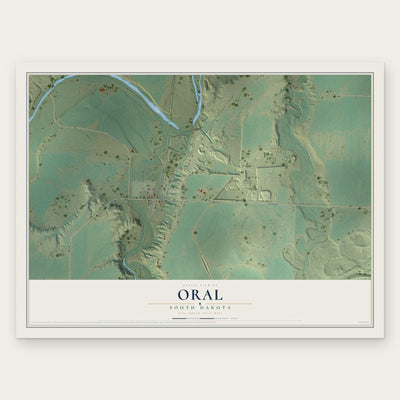 Oral, South Dakota map print, the full design