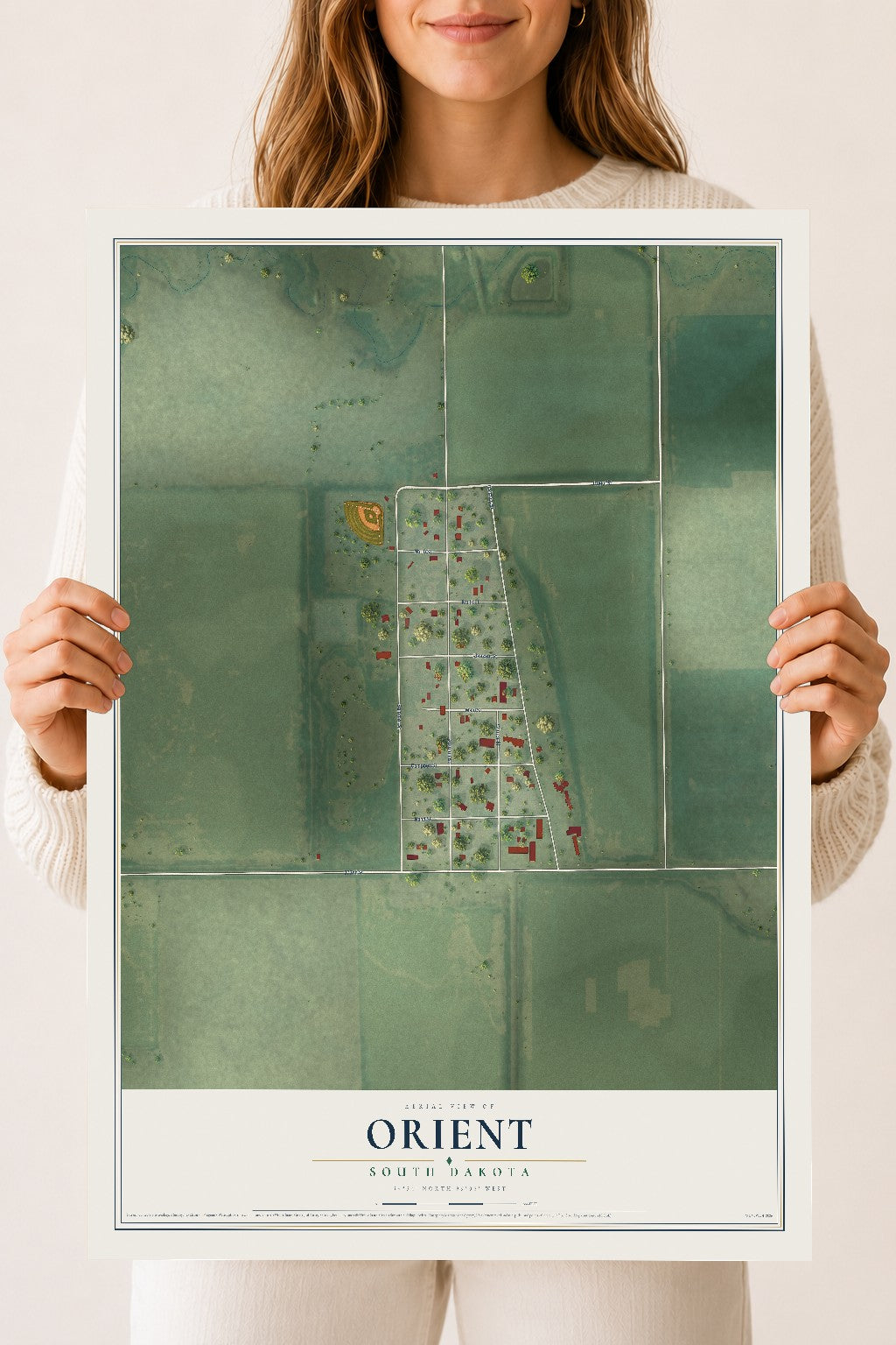Map of Orient, South Dakota, 18 x 24 inch unframed archival matte print