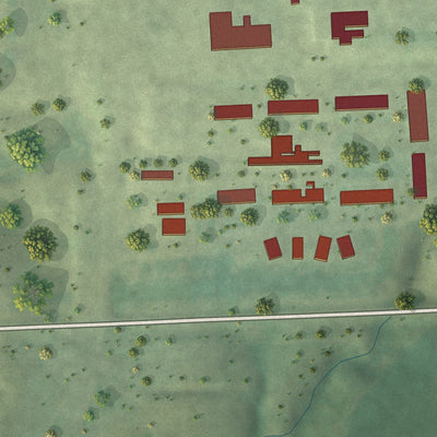 Close-up of the map of Orland Colony, South Dakota print showing street and building detail
