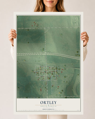 Map of Ortley, South Dakota, 24 x 36 inch unframed archival matte print