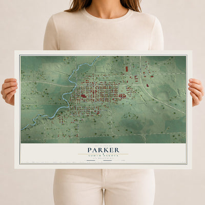 Map of Parker, South Dakota, 12 x 18 inch unframed archival matte print