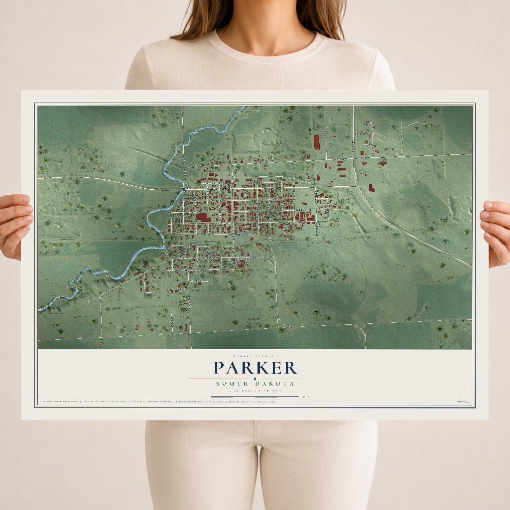 Map of Parker, South Dakota, 18 x 24 inch unframed archival matte print