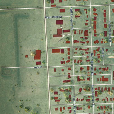 Second close-up of the map of Parkston, South Dakota print showing more streets and buildings