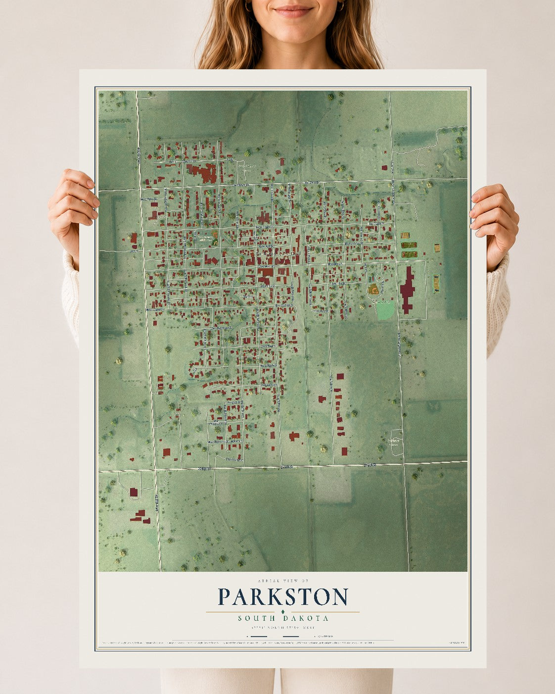 Map of Parkston, South Dakota, 24 x 36 inch unframed archival matte print