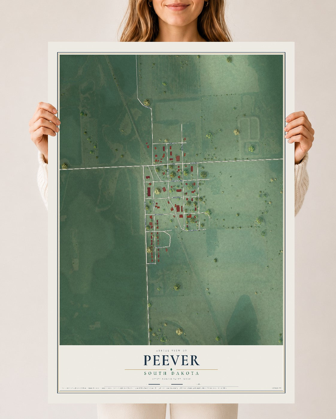 Map of Peever, South Dakota, 24 x 36 inch unframed archival matte print