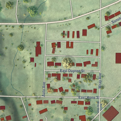 Second close-up of the map of Philip, South Dakota print showing more streets and buildings
