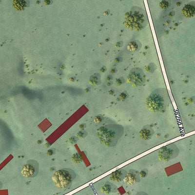 Second close-up of the map of Pickstown, South Dakota print showing more streets and buildings