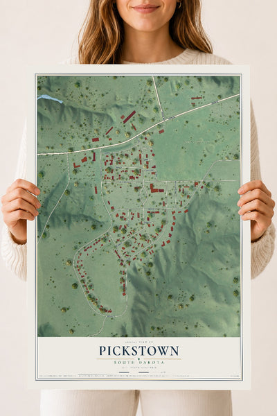 Map of Pickstown, South Dakota, 18 x 24 inch unframed archival matte print