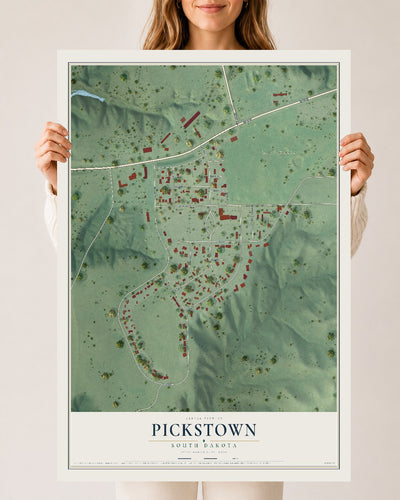 Map of Pickstown, South Dakota, 24 x 36 inch unframed archival matte print