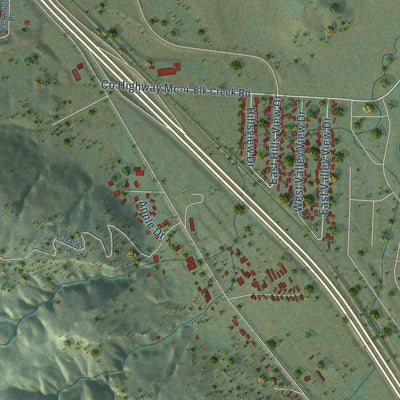 Close-up of the map of Piedmont, South Dakota print showing street and building detail