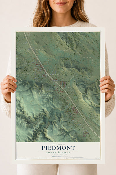 Map of Piedmont, South Dakota, 18 x 24 inch unframed archival matte print