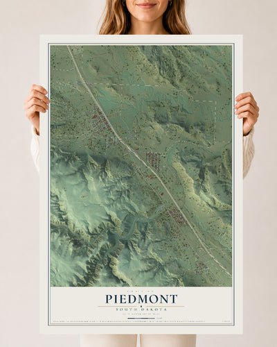 Map of Piedmont, South Dakota, 24 x 36 inch unframed archival matte print