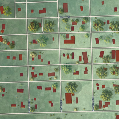 Close-up of the map of Pierpont, South Dakota print showing street and building detail