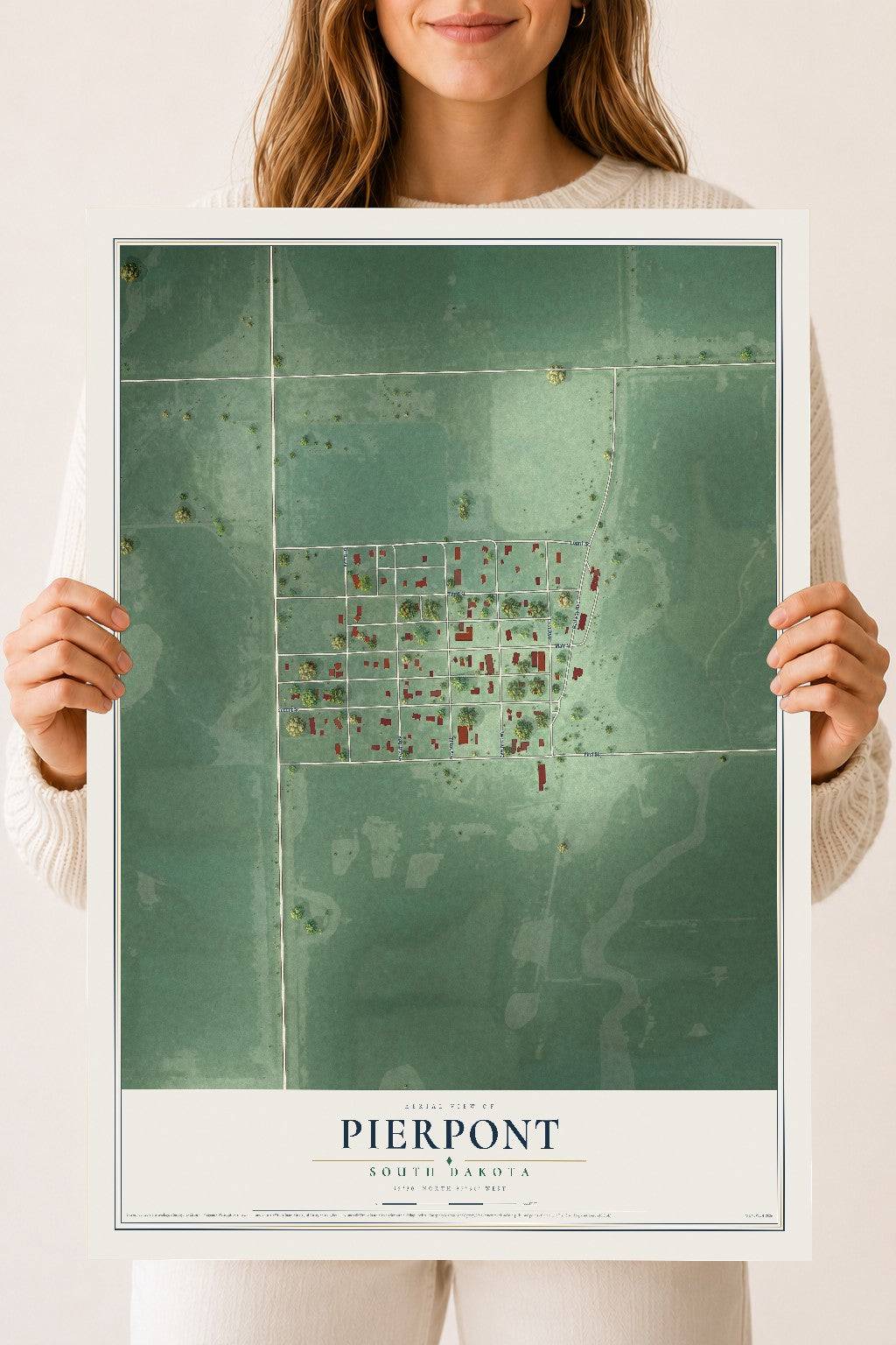 Map of Pierpont, South Dakota, 18 x 24 inch unframed archival matte print