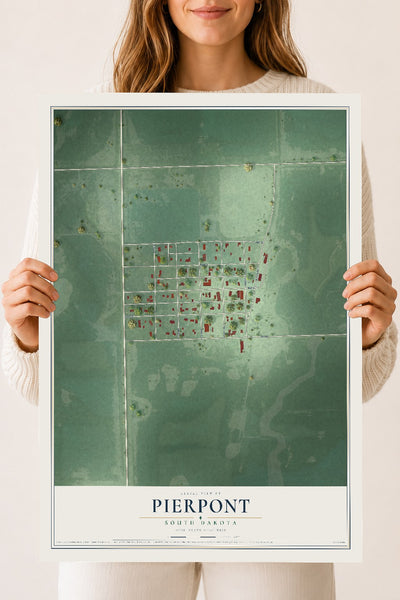 Map of Pierpont, South Dakota, 18 x 24 inch unframed archival matte print
