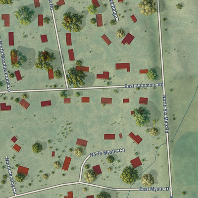 Close-up of the map of Pine Lakes Addition, South Dakota print showing street and building detail