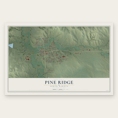 Pine Ridge, South Dakota map print, the full design