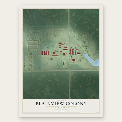 Plainview Colony, South Dakota map print, the full design