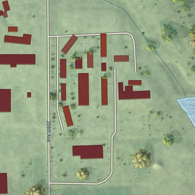 Close-up of the map of Plainview Colony, South Dakota print showing street and building detail