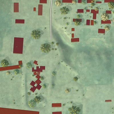 Close-up of the map of Platte Colony, South Dakota print showing street and building detail