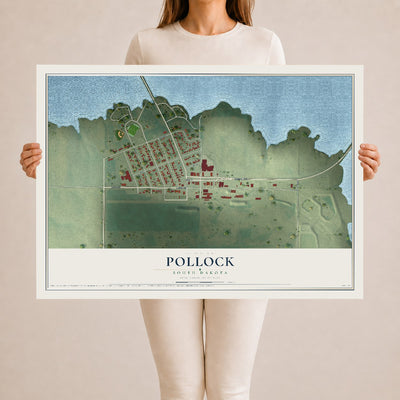 Map of Pollock, South Dakota, 24 x 36 inch unframed archival matte print