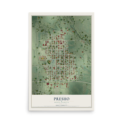 Map of Presho, South Dakota, 12 x 18 inch unframed archival matte print