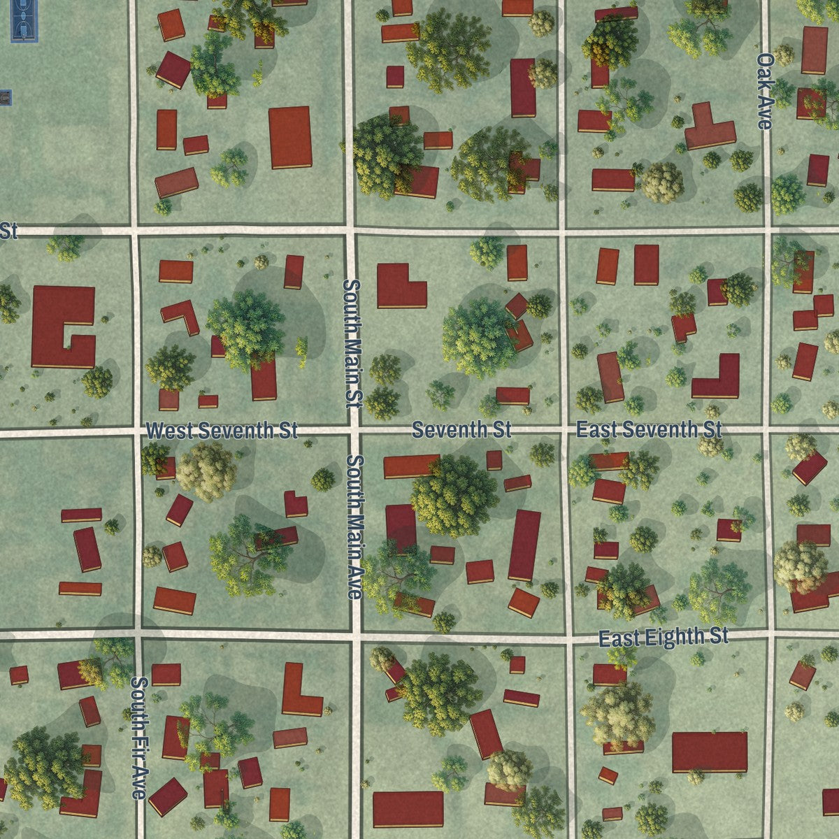 Close-up of the map of Presho, South Dakota print showing street and building detail