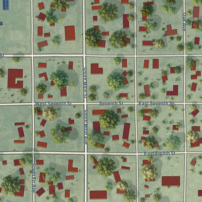 Close-up of the map of Presho, South Dakota print showing street and building detail