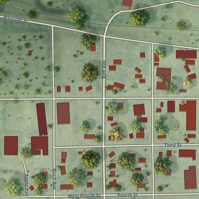 Second close-up of the map of Presho, South Dakota print showing more streets and buildings