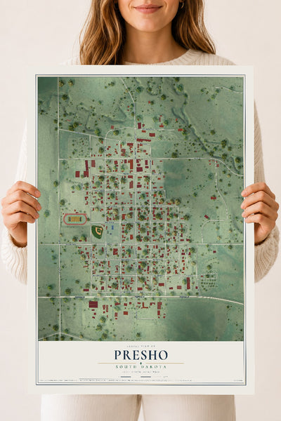 Map of Presho, South Dakota, 18 x 24 inch unframed archival matte print