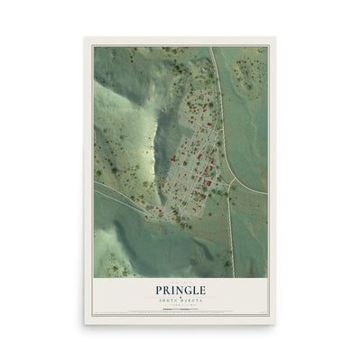 Map of Pringle, South Dakota, 12 x 18 inch unframed archival matte print