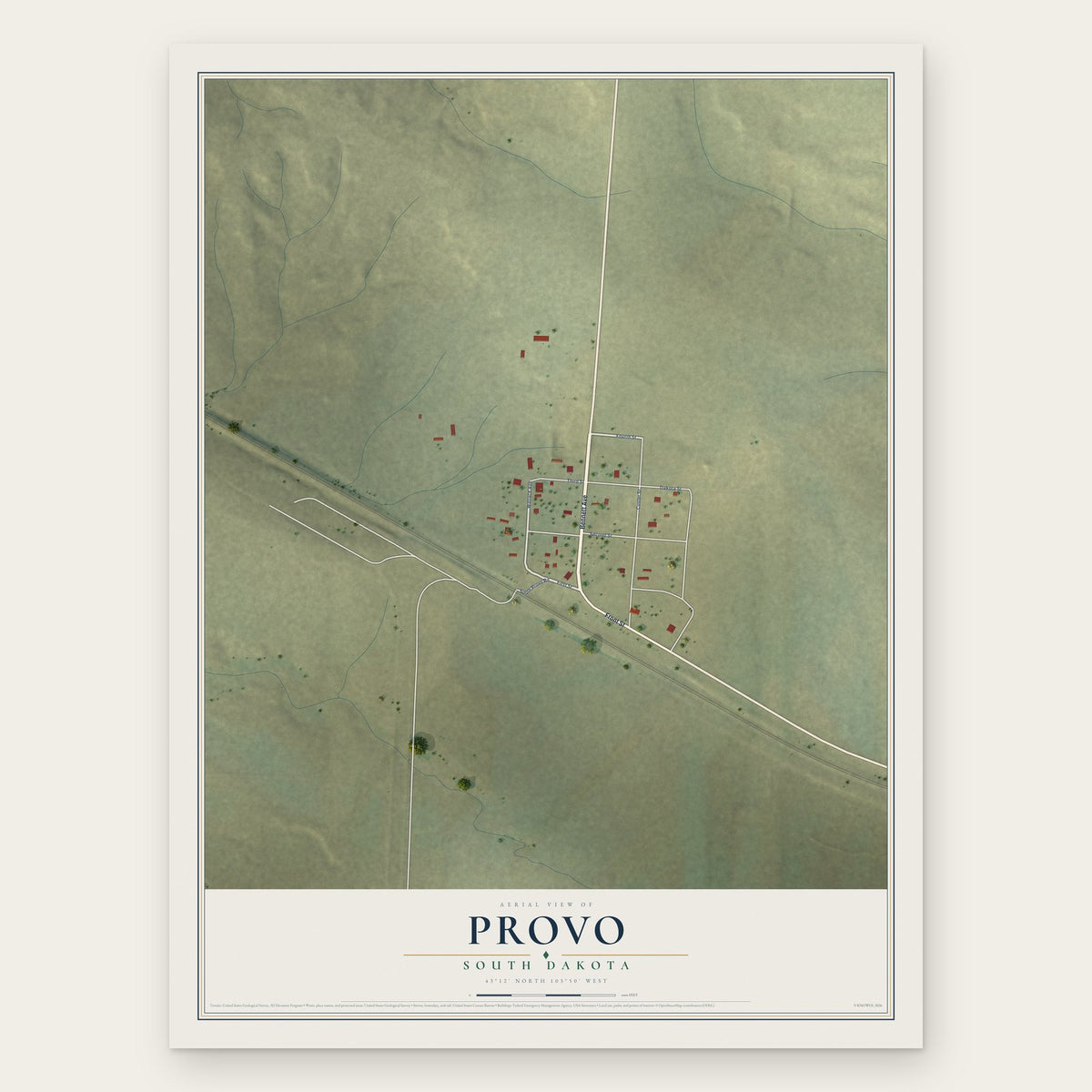 Provo, South Dakota map print, the full design