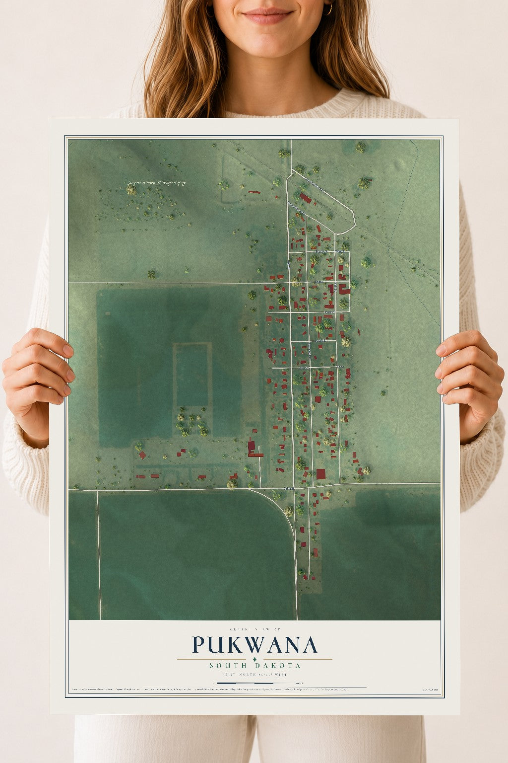 Map of Pukwana, South Dakota, 18 x 24 inch unframed archival matte print