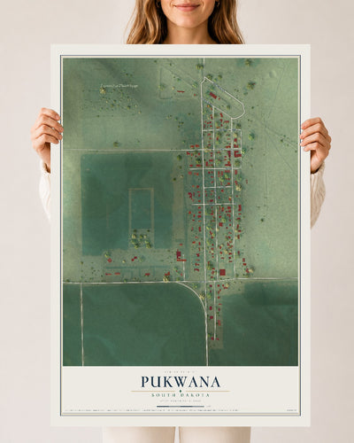 Map of Pukwana, South Dakota, 24 x 36 inch unframed archival matte print