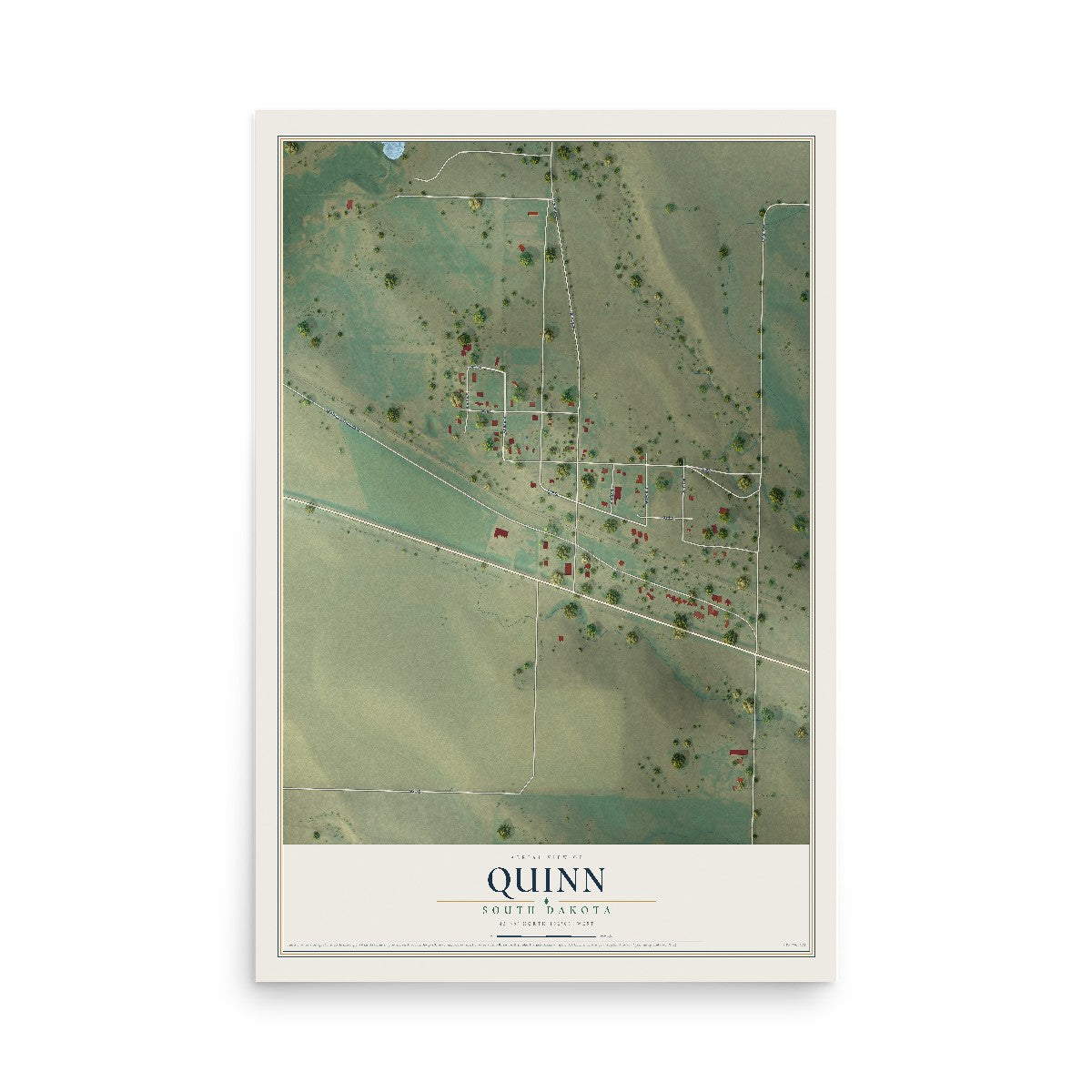 Map of Quinn, South Dakota, 12 x 18 inch unframed archival matte print