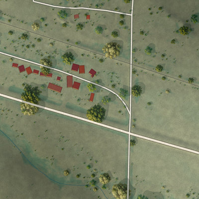 Second close-up of the map of Quinn, South Dakota print showing more streets and buildings