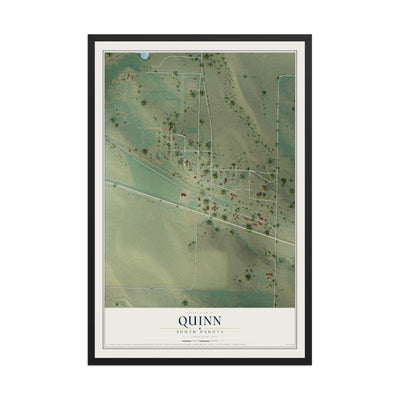 Map of Quinn, South Dakota, 12 x 18 inch print in a black wood frame