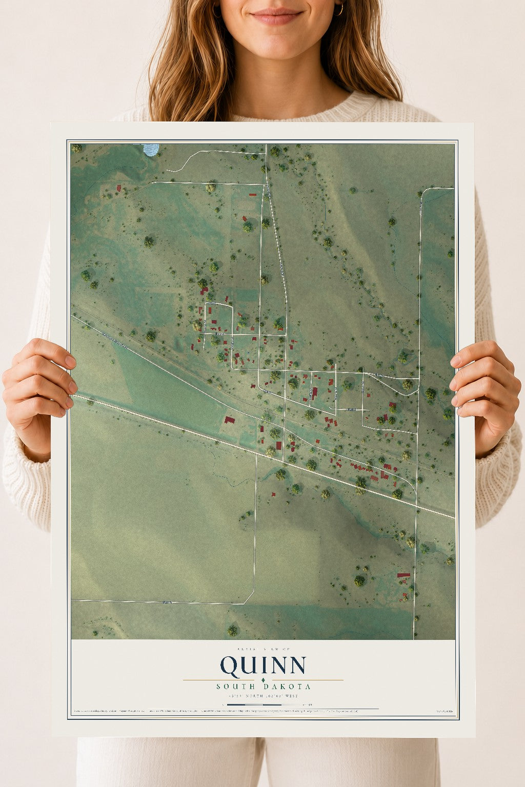 Map of Quinn, South Dakota, 18 x 24 inch unframed archival matte print