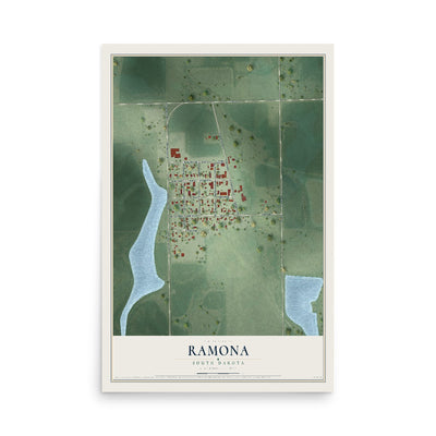Map of Ramona, South Dakota, 12 x 18 inch unframed archival matte print