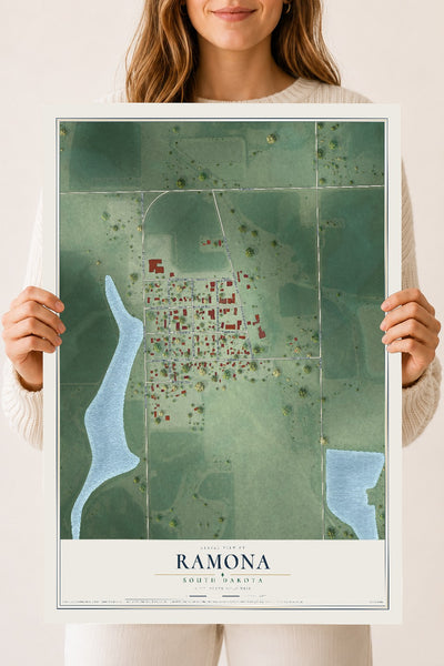 Map of Ramona, South Dakota, 18 x 24 inch unframed archival matte print