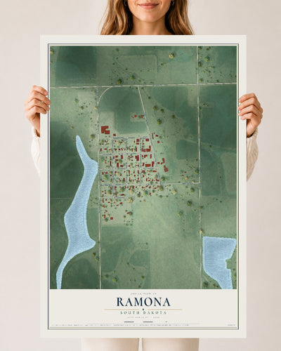 Map of Ramona, South Dakota, 24 x 36 inch unframed archival matte print