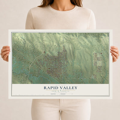 Map of Rapid Valley, South Dakota, 12 x 18 inch unframed archival matte print
