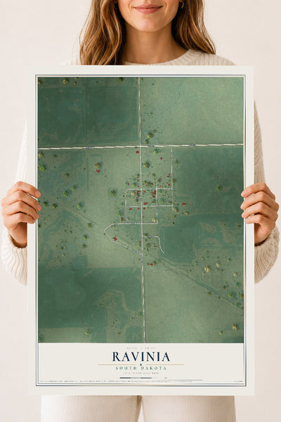 Map of Ravinia, South Dakota, 18 x 24 inch unframed archival matte print