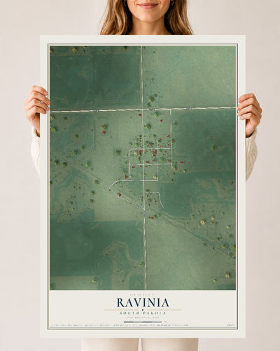 Map of Ravinia, South Dakota, 24 x 36 inch unframed archival matte print