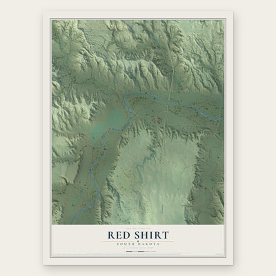 Red Shirt, South Dakota map print, the full design