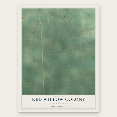 Red Willow Colony, South Dakota map print, the full design