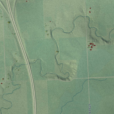 Close-up of the map of Red Willow Colony, South Dakota print showing street and building detail