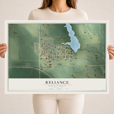 Map of Reliance, South Dakota, 18 x 24 inch unframed archival matte print